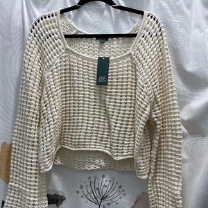 Women's Square Neck Pointelle Pullover Sweater